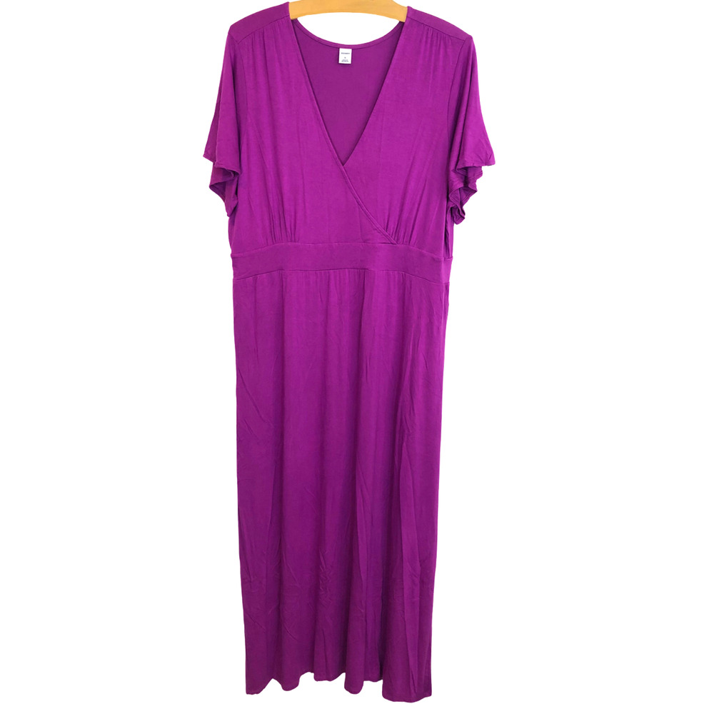 Old Navy Womens Purple Knit Maxi Dress Short Sleeve Size XL